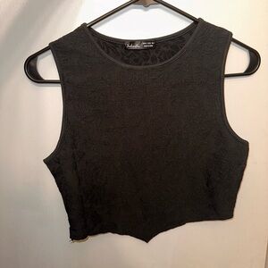 Black Textured Women's Crop Top
